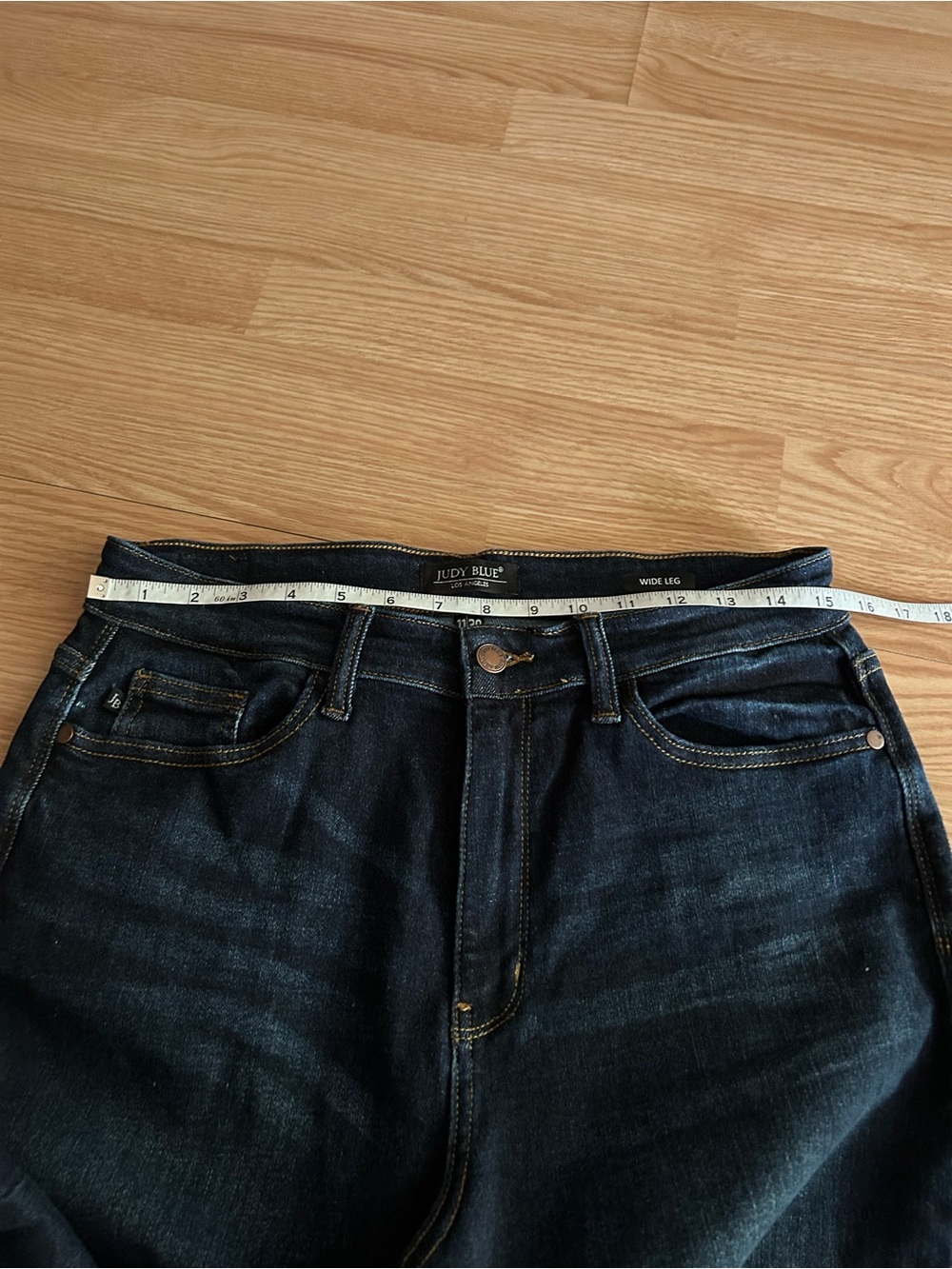 Judy Blue Dark Wash Wide Leg Raw Hem Jeans Size 11/30 - Picture 5 of 8